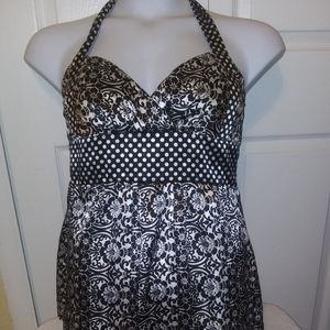 Charlotte Russ Black & White Print Halter Top Sz M